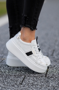 Białe Sneakersy Damskie na platformie LURSO model ALINE WHITE skóra naturalna