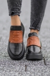 Czarno-rude Sneakersy Damskie LURSO model AMELIE BLACK/COGNAC skóra naturalna