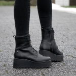 Czarne sznurowane Botki Damskie LURSO model NINA DEEP BLACK 