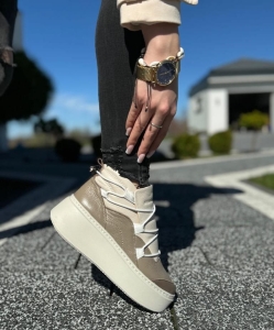 Beżowy wyższy Sneakers Damski LURSO model BONNIE BEIGE