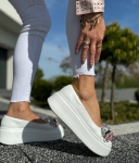 Białe Baleriny Damskie LURSO z ozdobą model ARDEA WHITE