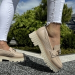 Beżowe Slipony Damskie LURSO model BARLETTA BEIGE