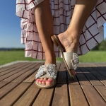 Beżowe Klapki Damskie LURSO model MODENA BEIGE skóra naturalna