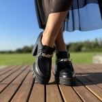 Czarne Mokasyny Damskie na obcasie LURSO model NETTUNO BLACK 