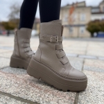Beżowe Botki Damskie na podwyższonej podeszwie LURSO model  DAGIE BEIGE