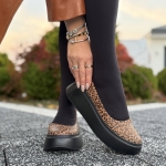 Cętkowane Baleriny Damskie LURSO model FRISO BROWN skóra naturalna