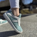 Miętowe Trampki Damskie na płaskiej podeszwie LURSO model TETI MINT skóra naturalna