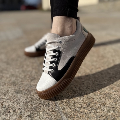 Bezowo-czarne-Trampki-Damskie-na-plaskiej-podeszwie-LURSO-model-SELLIA-BEIGE-BLACK-skora-naturalna