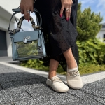 Jasnobeżowe Slipony LURSO z ozdobą typu barefoot model LULA BEIGE skóra naturalna