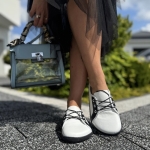 Biało-czarne Trampki Damskie LURSO typu barefoot model ELLO WHITE/BLACK skóra naturalna