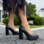 Czarne Czółenka Damskie na obcasie LURSO model ATINA BLACK skóra naturalna