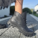 Czarne Traperki Damskie do kostki LURSO model  RACHEL BLACK