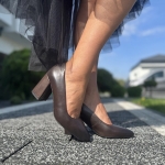 Czekoladowe Czółenka Damskie na słupku LURSO model TALANA CHOCOLATE BROWN skóra naturalna