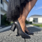 Czarne Czółenka Damskie na słupku LURSO model TALANA BLACK skóra naturalna