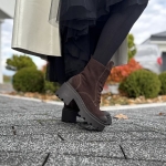 Brązowe Botki Damskie na podwyższonej podeszwie LURSO model VIBIO CHOCO BROWN skóra naturalna