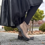 Ciemnobeżowe Traperki Damskie do kostki LURSO model RACHEL TAUPE skóra naturalna