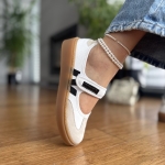 Białe Baleriny Damskie z paskiem LURSO model ORIO WHITE skóra naturalna