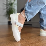 Miętowe Baleriny Damskie z paskiem LURSO model MONZE MINT skóra naturalna