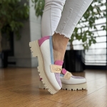 Kolorowe Mokasyny Damskie ze złotą ozdobą LURSO model ADDA MULTICOLOR skóra naturalna