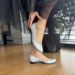 Srebrne Baleriny Damskie LURSO model NARO SILVER skóra naturalna