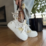 Biało-żółte Sneakersy Damskie na platformie SOVER YELLOW skóra naturalna