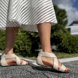 Beżowe Sandały Damskie LURSO model VIRO BEIGE skóra naturalna