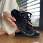 Czarne Trampki Damskie LURSO typu barefoot bez pięty model VENETO BLACK skóra naturalna