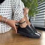 Czarne Trampki Damskie LURSO model GISELLE BLACK skóra naturalna