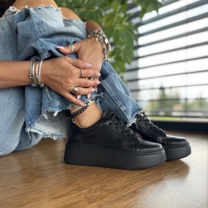 Czarne Sneakersy Damskie LURSO model DELILAH BLACK skora naturalna