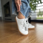 Białe Trampki Damskie LURSO typu barefoot bez pięty model CAVA WHITE skóra naturalna