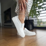 Białe Slipony Damskie na płaskiej podeszwi LURSO model GABRIELE WHITE skóra naturalna