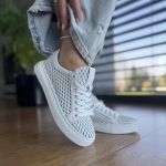 Białe ażurowe Trampki Damskie LURSO model CASALE WHITE skóra naturalna