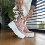 Łososiowe Sneakersy Damskie LURSO na podwyższonej podeszwie FORINO SALMON skóra naturalna