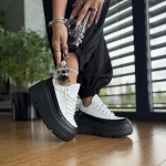 Czarno-białe Sneakersy Damskie LURSO na platformie model SACILE BLACK/WHITE skóra naturalna