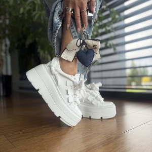 Białe Sneakersy Damskie LURSO model TRANI WHITE skóra naturalna