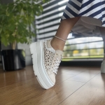 Beżowe ażurowe Sneakersy Damskie LURSO model BAGHERIA BEIGE skóra naturalna