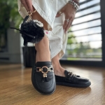 Czarne Mokasyny Damskie LURSO typu barefoot ze złotą ozdobą model RAGGIO BLACK skóra naturalna