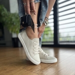 Beżowe welurowe minimalistyczne Trampki Damskie LURSO model TIANA LIGHT BEIGE skóra naturalna