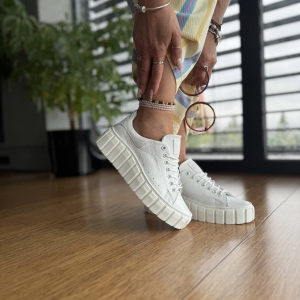 Białe Sneakersy Damskie LURSO model CAROLINE WHITE skóra naturalna