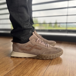 Ciemnobeżowe Sneakersy Męskie LURSO model DAGLAN TAUPE skóra naturalna