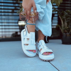 Białe Sandały Damskie LURSO na flatforms model CODIA WHITE skóra naturalna