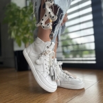 Białe wyższe Trampki Damskie LURSO typu barefoot model VASCO WHITE skóra naturalna