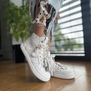 Białe wyższe Trampki Damskie LURSO typu barefoot model VASCO WHITE skóra naturalna