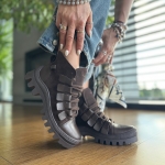 Czekoladowe Traperki Damskie model BENNA CHOCOLATE skóra naturalna