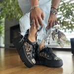 Sneakersy Damskie w panterkę LURSO model TRANI BLACK/BEIGE skóra naturalna