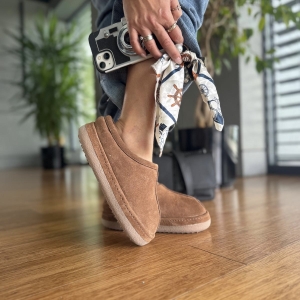 Miodowe Ocieplane Mule Damskie typu barefoot model LUGO HONEY skóra naturalna