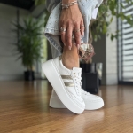 Białe Sneakersy Damskie na podwyższonej podeszwie FERLA WHITE skóra naturalna
