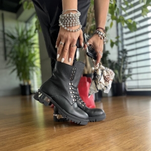 Czarne Eleganckie Trapery Damskie LURSO model HONORINE BLACK skóra naturalna