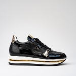 Czarno-złote Sneakersy Damskie LURSO skóra naturalna