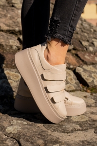 Beżowe Sneakersy Damskie LURSO model ADELINE BEIGE skóra naturalna